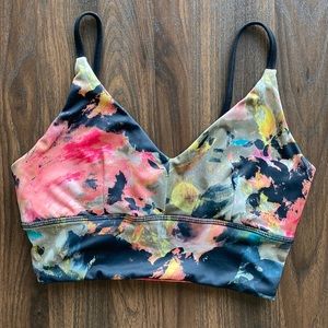 Floral print yoga sports bra, women’s size small.